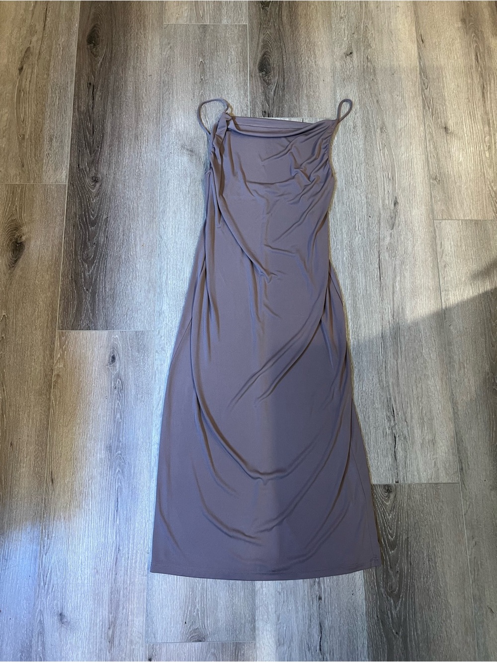 Zara Mauve Slip Midi Dress with Thin Straps